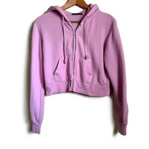 Brandy Melville Cropped Zip Hoodie – Light Pink – One Size / Fits Like Small